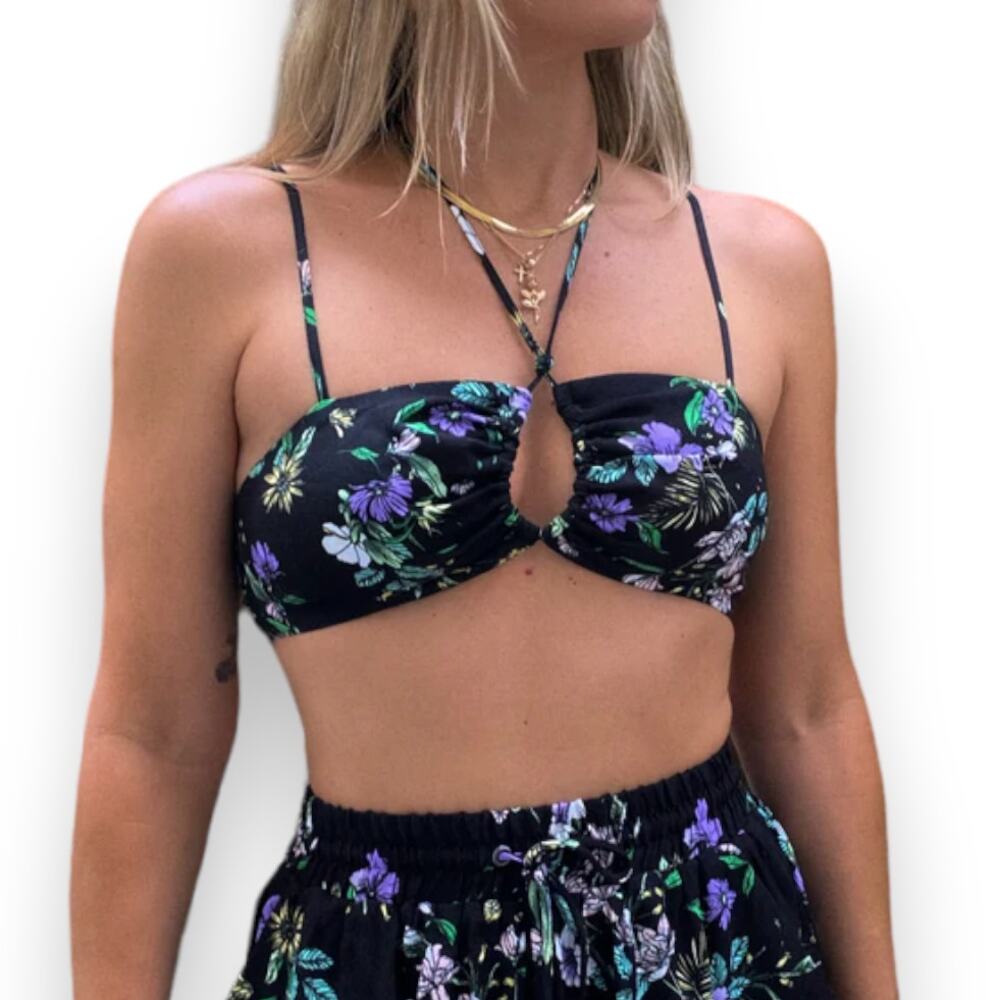 AFRM Luka Bra Top Floral Spring Noir Bouquet M